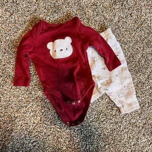 Burgundy Bear Kids One Piece